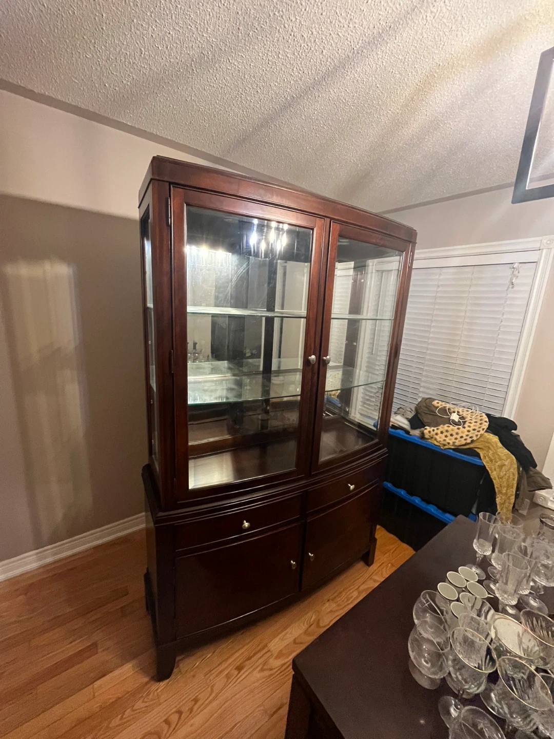 Dark Wood China Cabinet with Glass Doors