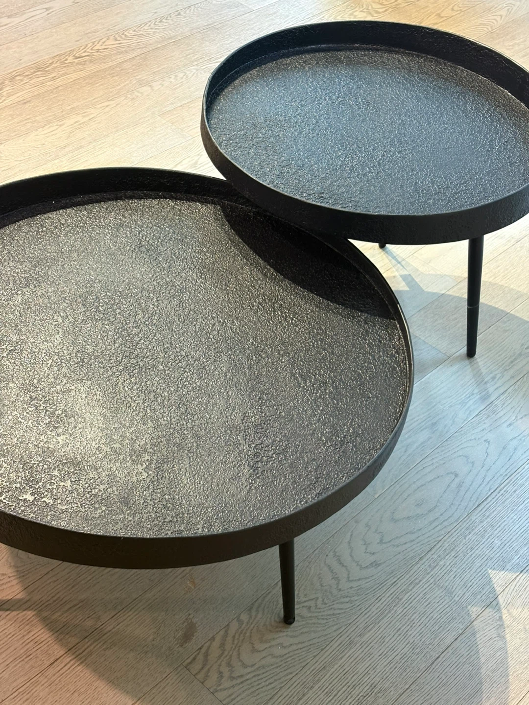 Set of 2 Black Round Side Tables