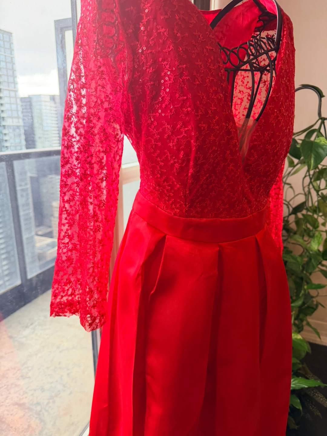 Red Lace Sleeve Maxi Dress - photo 2