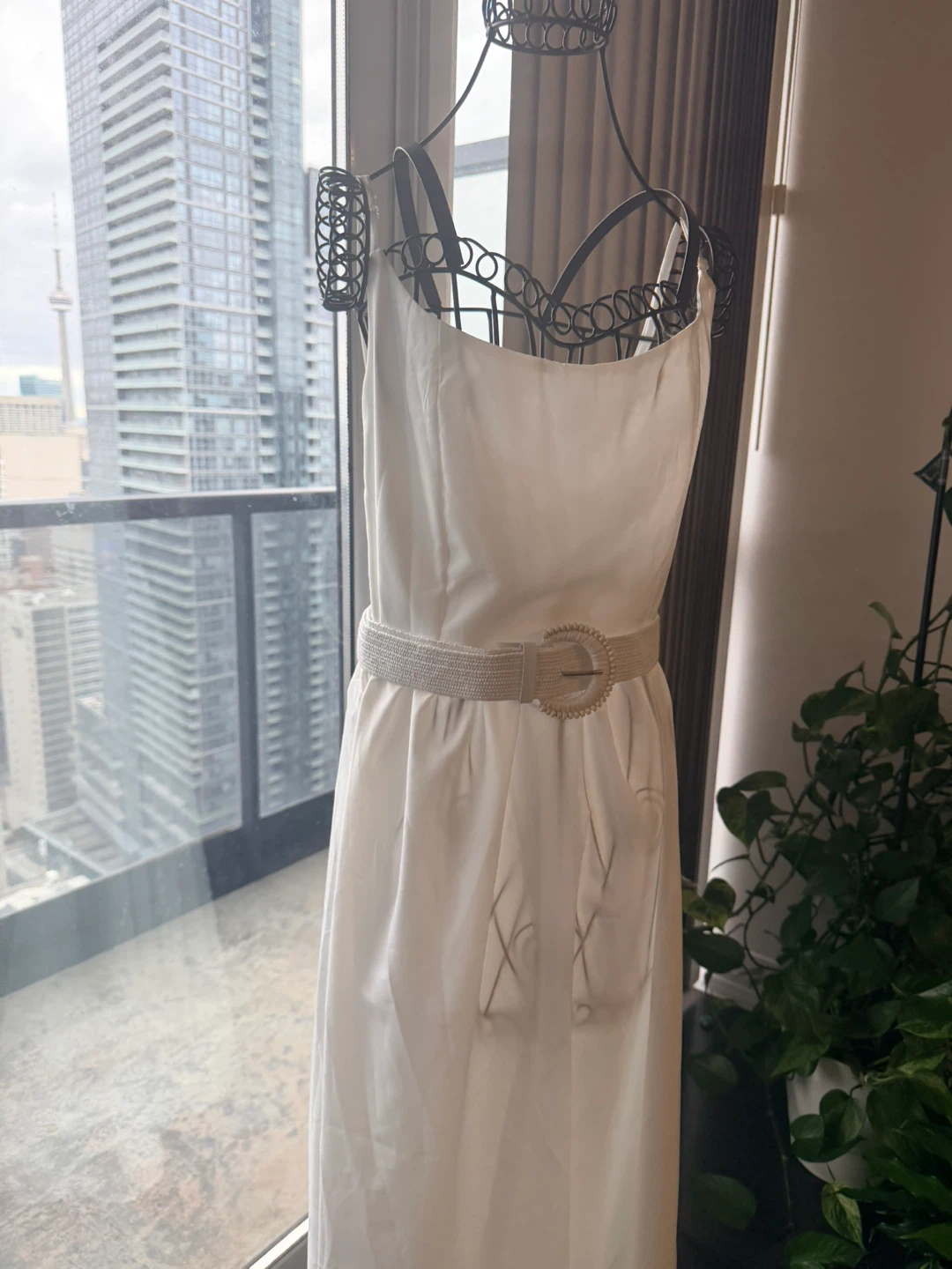 White Maxi Dress with Belt - photo 2