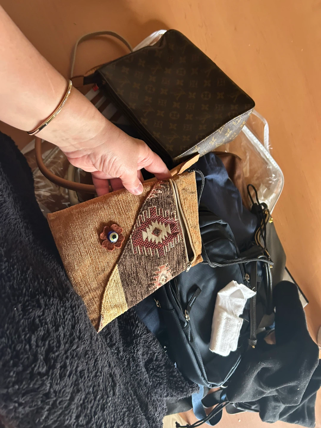 Woven Clutch with Embroidered Detail