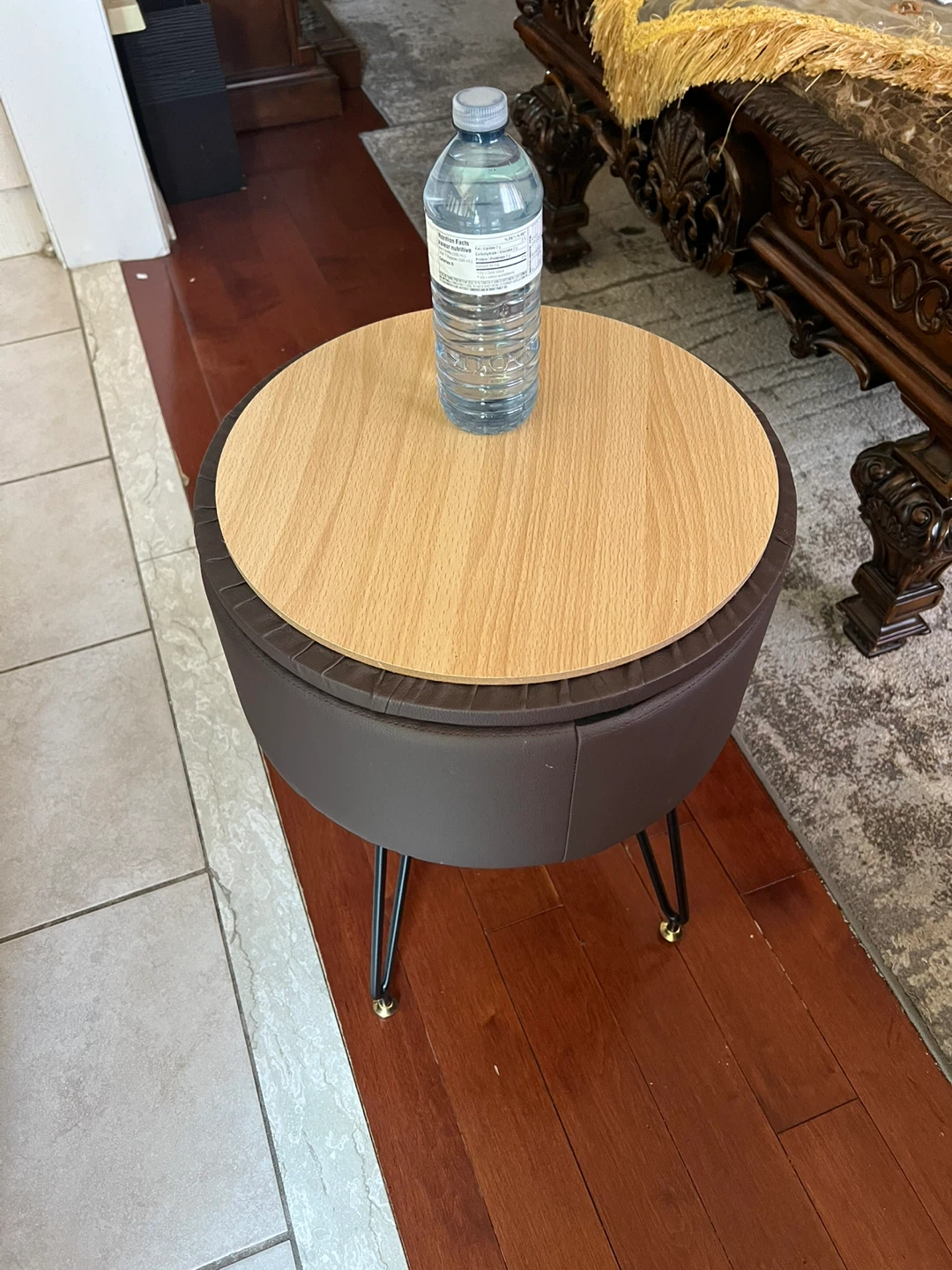 Round Tufted Storage Ottoman - photo 2