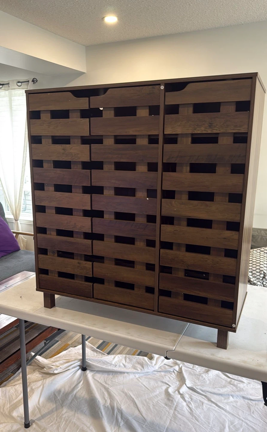 HOMCOM 21 Pair Shoe Cabinet Organizer - Brown