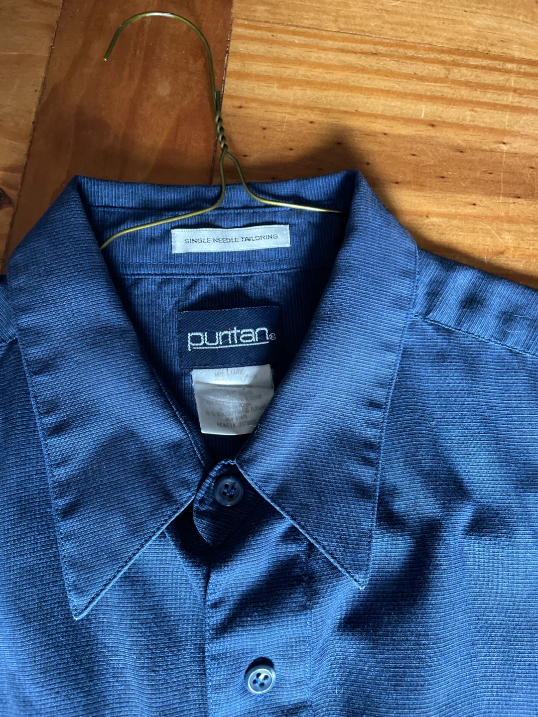 Puritan Men's Short Sleeve Button-Up Shirt - Navy Blue - Large - photo 2