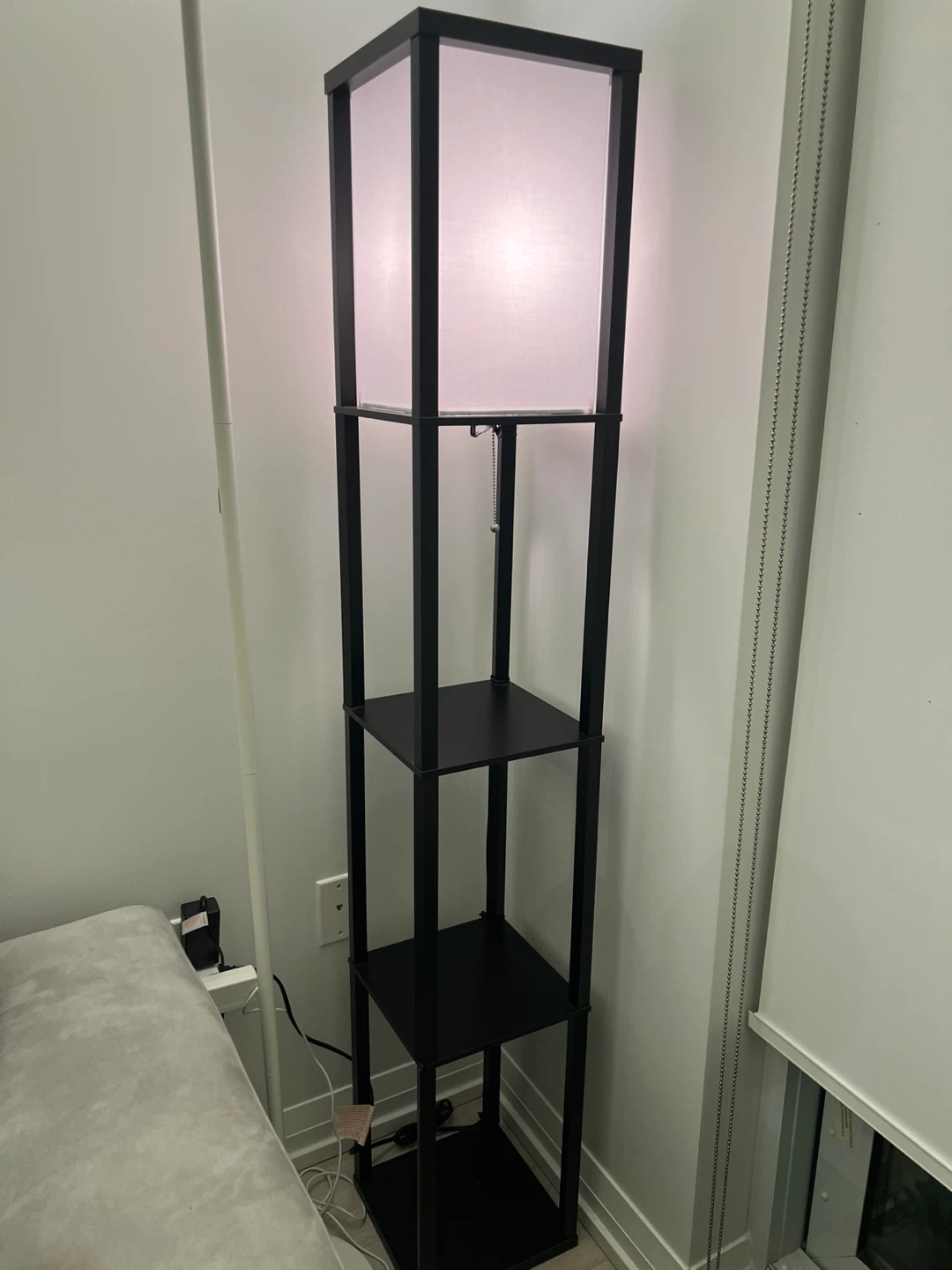 Black Floor Lamp with Shelves
