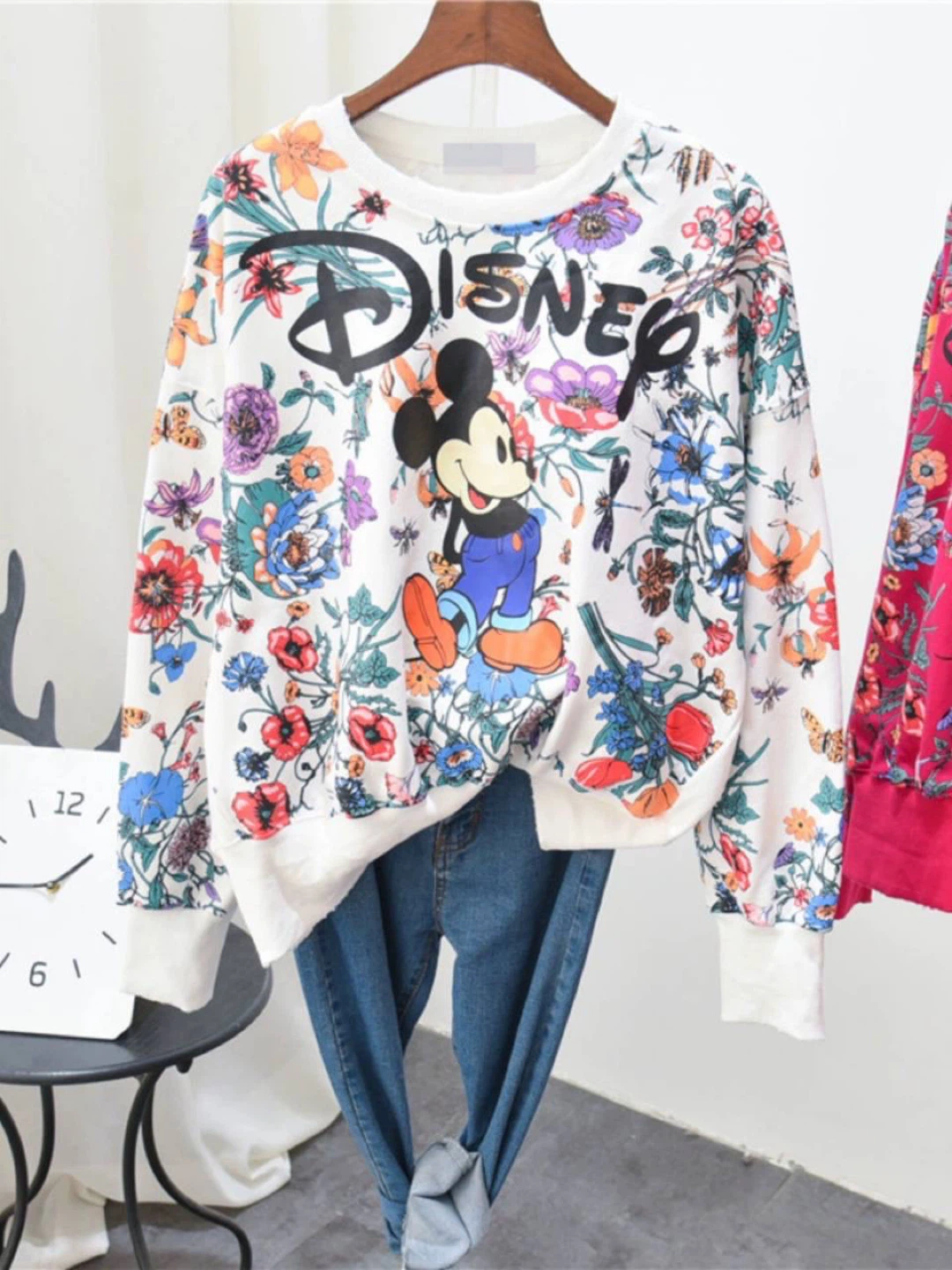 Disney Mickey Mouse Floral Print Sweatshirt