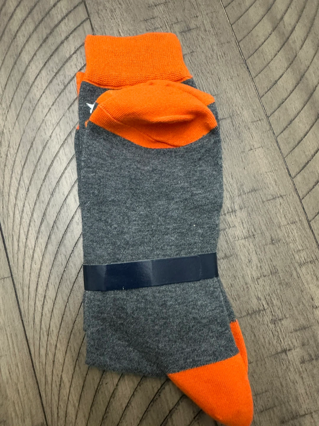New Denver Hayes Men's Crew Socks - Grey/Orange Football Theme - photo 2