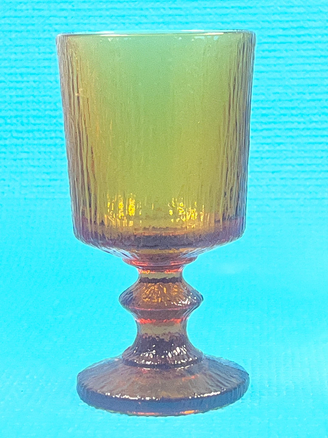 Vintage MCM Olive Green Goblet Set & Matching Floral Vase 5 pcs - photo 5