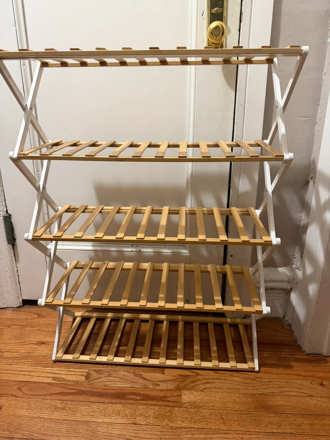 4-Tier Collapsible Bamboo Shoe Rack