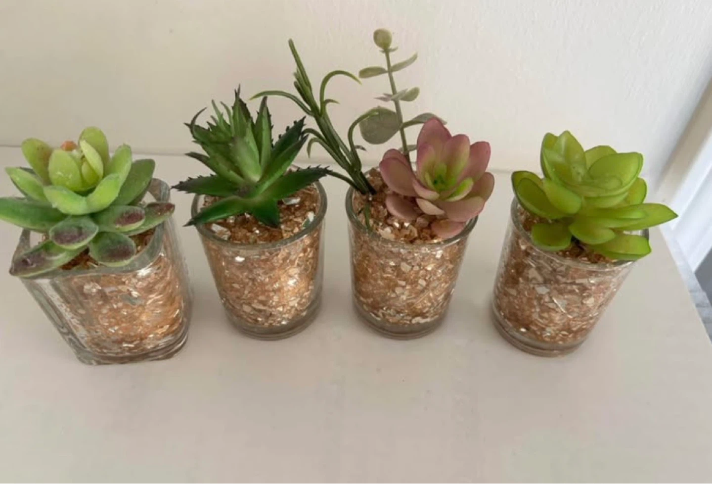 2” faux Succulents in Glass Pots, new - photo 5