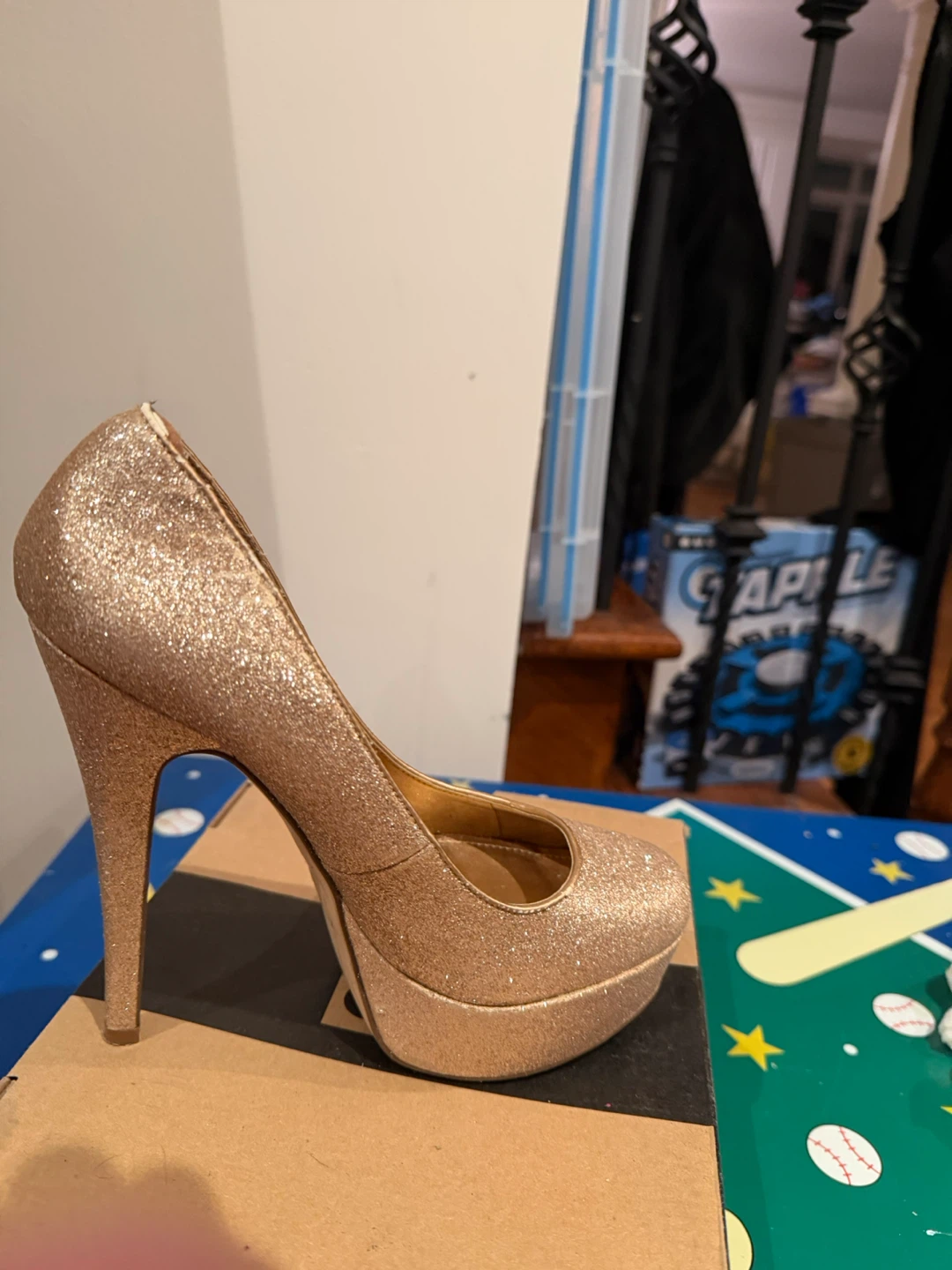 Gold Glitter Platform High Heels
