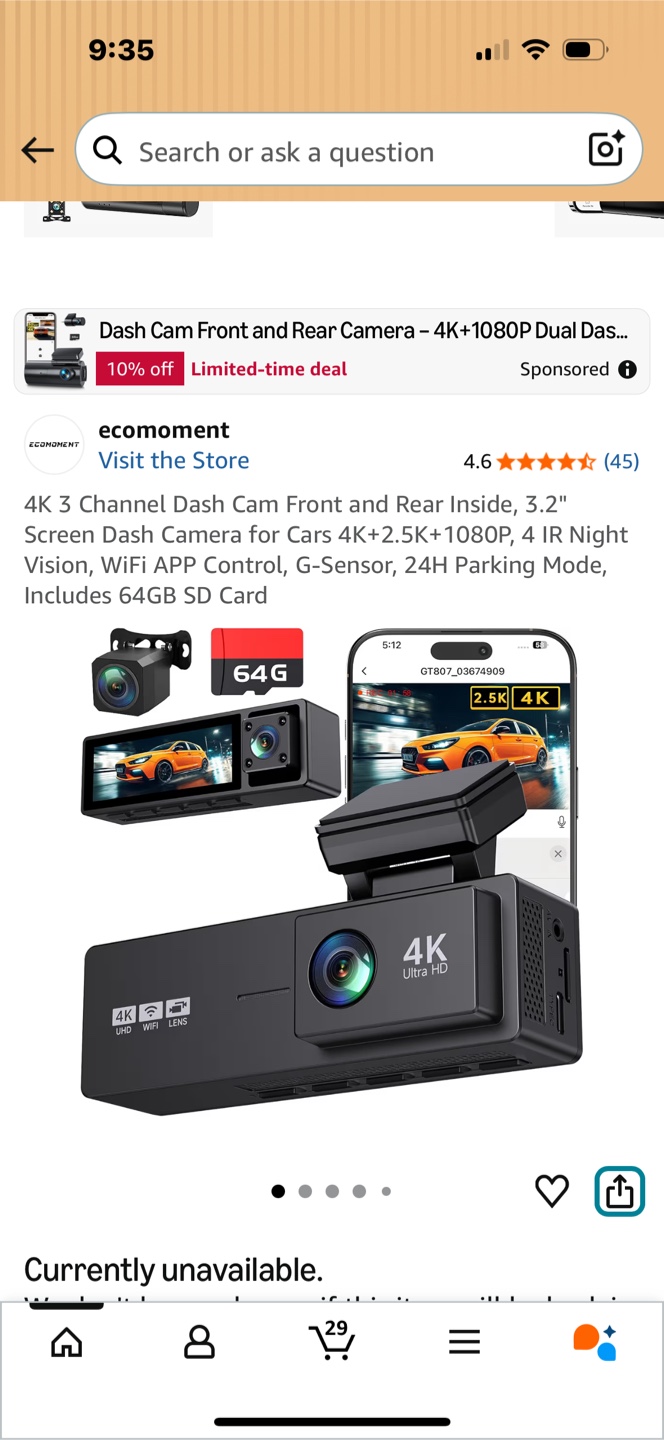 Brand New 4K Dash Camera Front and Rear