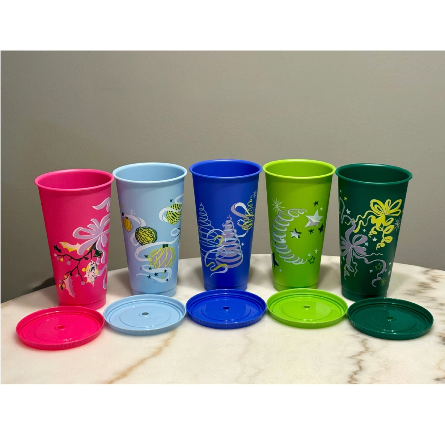 Brand new Set of 5 Starbucks Reusable cold cups Tumblers