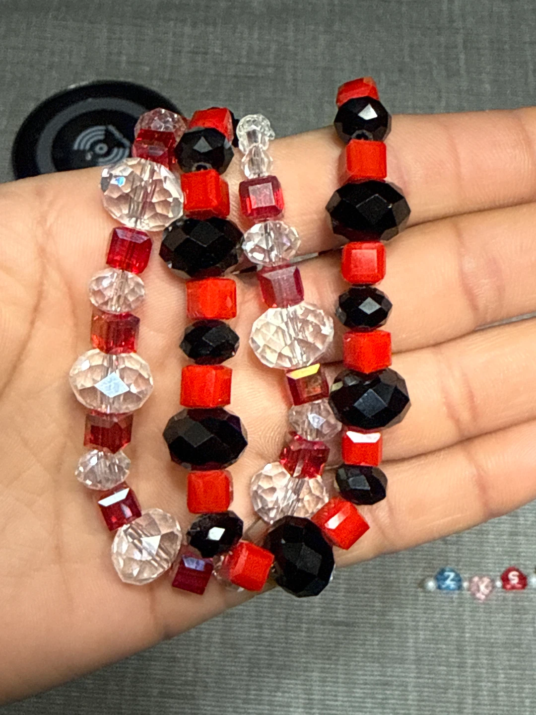 Beaded Necklace Set - Red, Black & Clear - photo 2