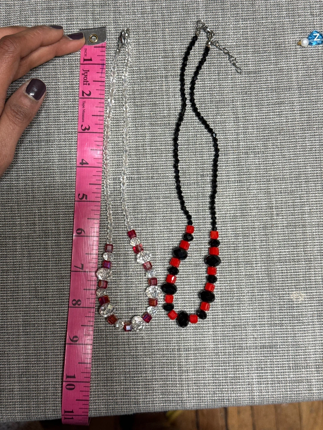 Beaded Necklace Set - Red, Black & Clear
