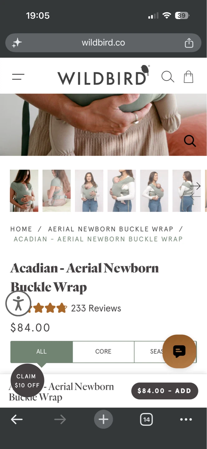 Wildbird Acadian Aerial Newborn Buckle Wrap Baby Carrier XS-XL - photo 2