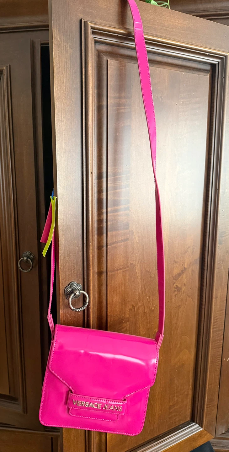 Versace Jeans Pink Patent Leather Crossbody Bag