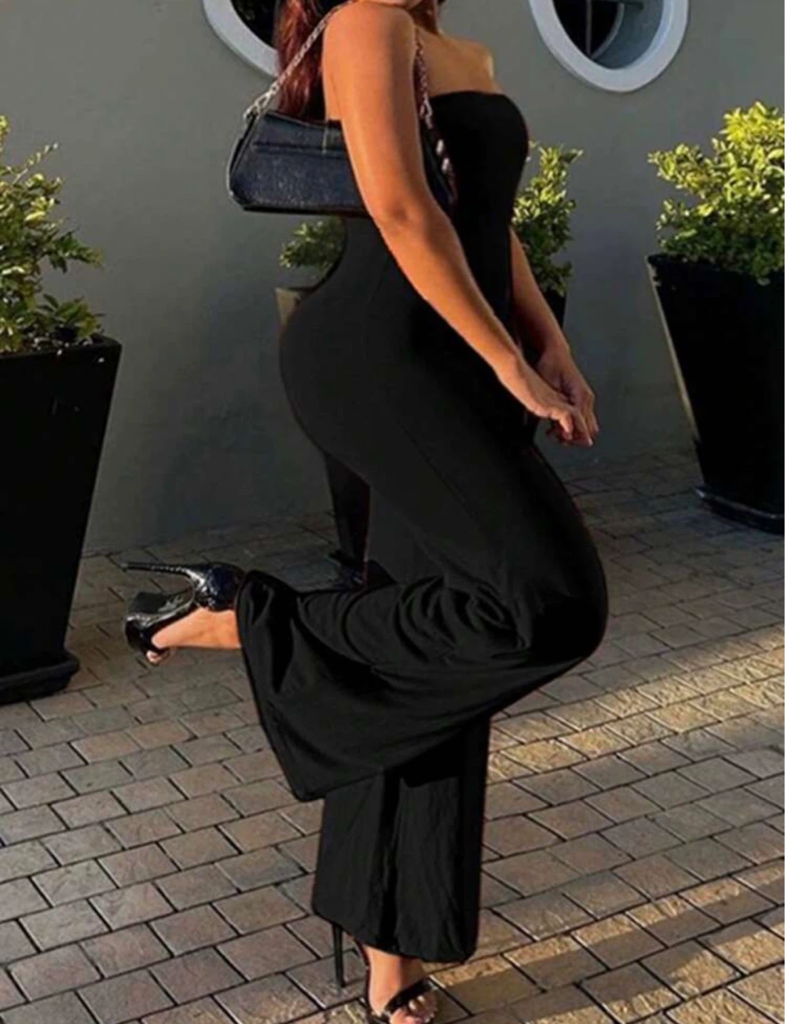 Black Strapless Wide-Leg Jumpsuit - photo 2