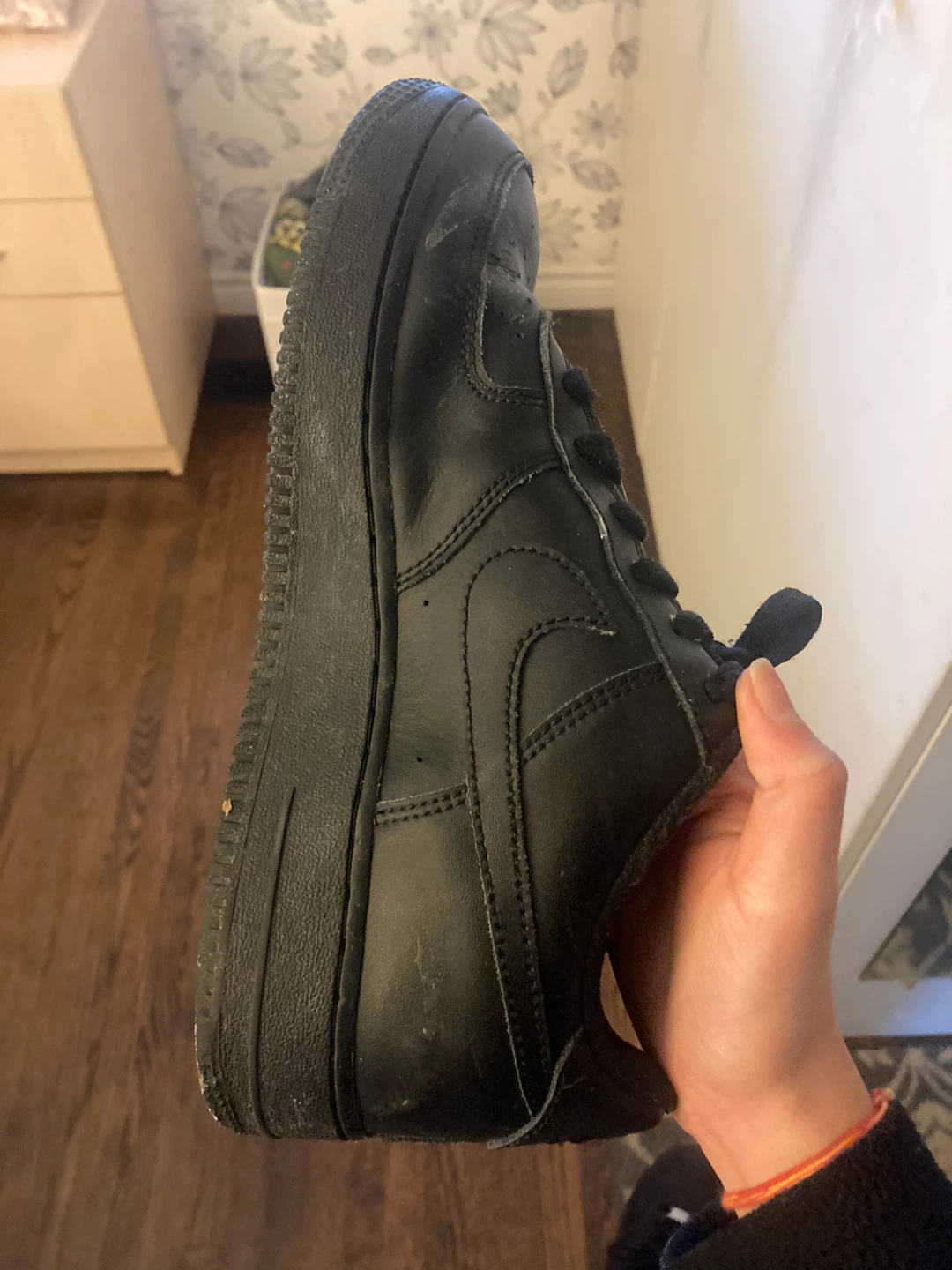 Nike Air Force 1 Low Black Leather Sneakers - photo 2