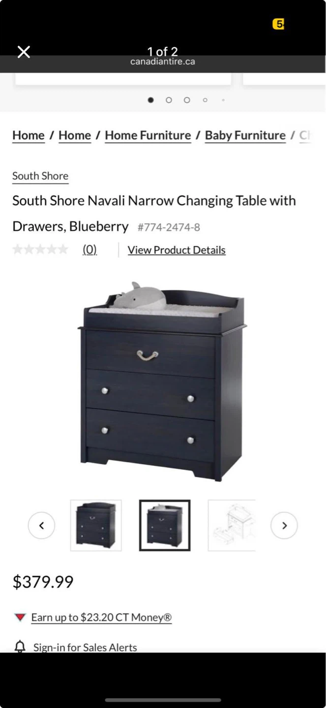 Brand New South Shore Baby Changing Table