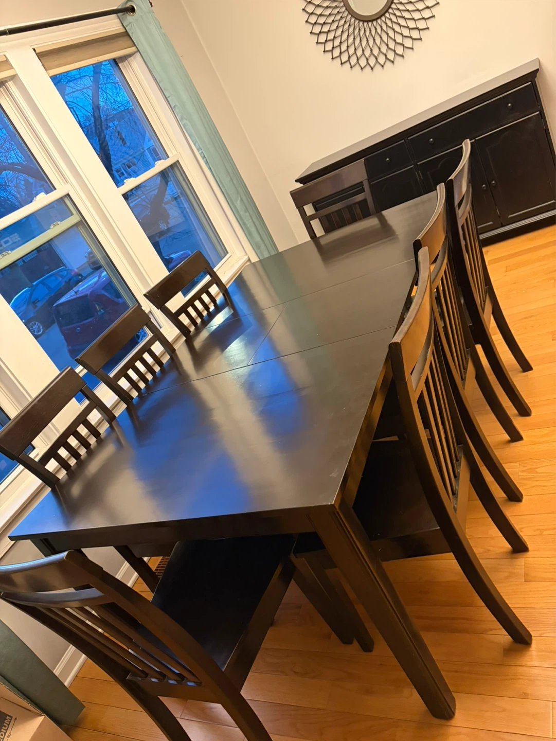 Dark Brown Extendable Dining Table with 6 Chairs - photo 2
