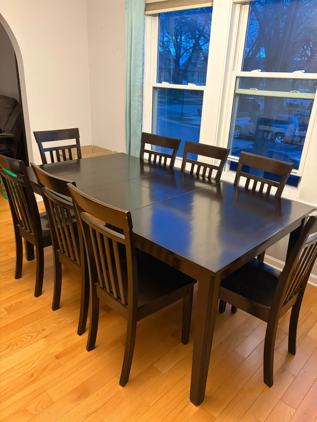 Dark Brown Extendable Dining Table with 6 Chairs