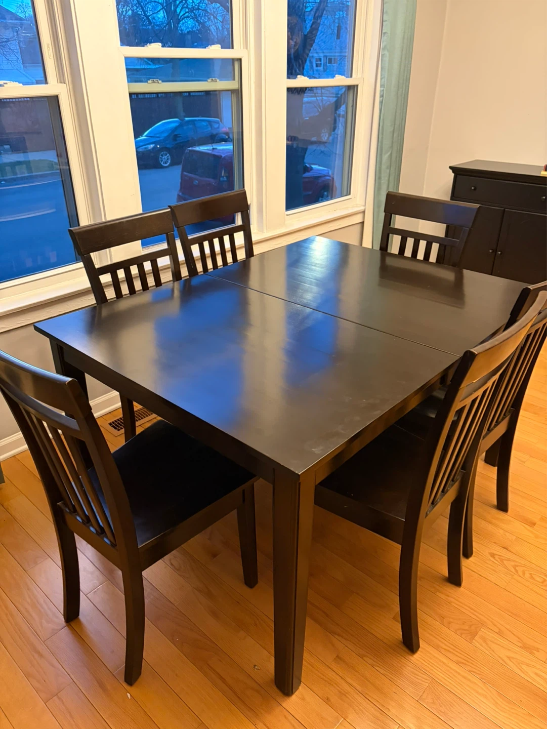 Dark Brown Extendable Dining Table with 6 Chairs - photo 4