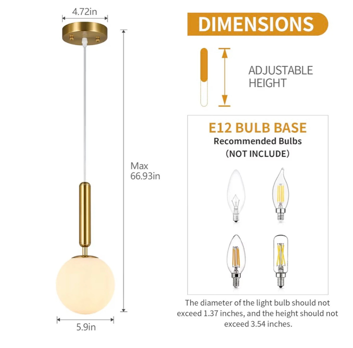 Modern Gold Globe Pendant Light Fixture Set (2 Pack) S2M - photo 4