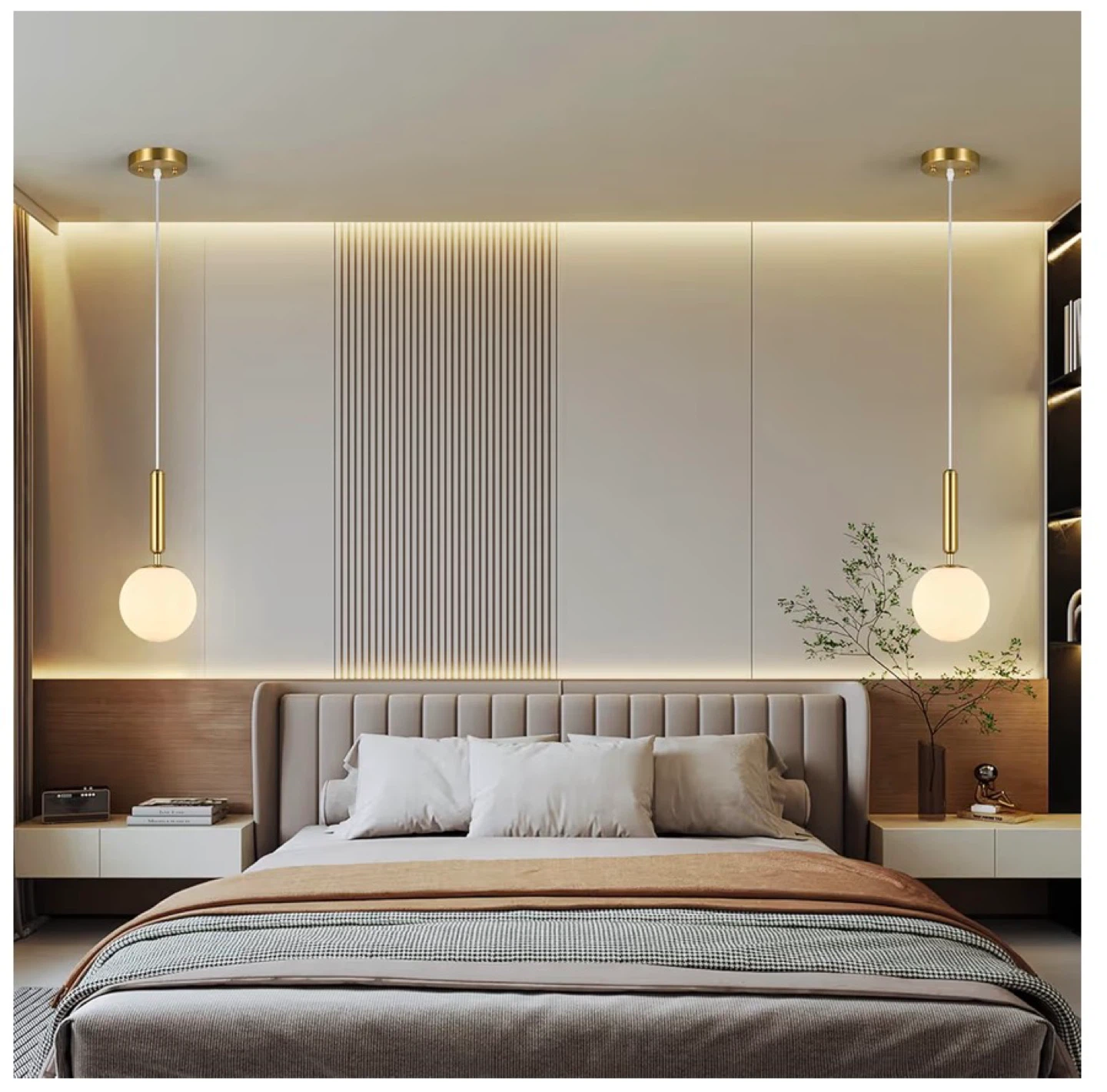 Modern Gold Globe Pendant Light Fixture Set (2 Pack) S2M - photo 2