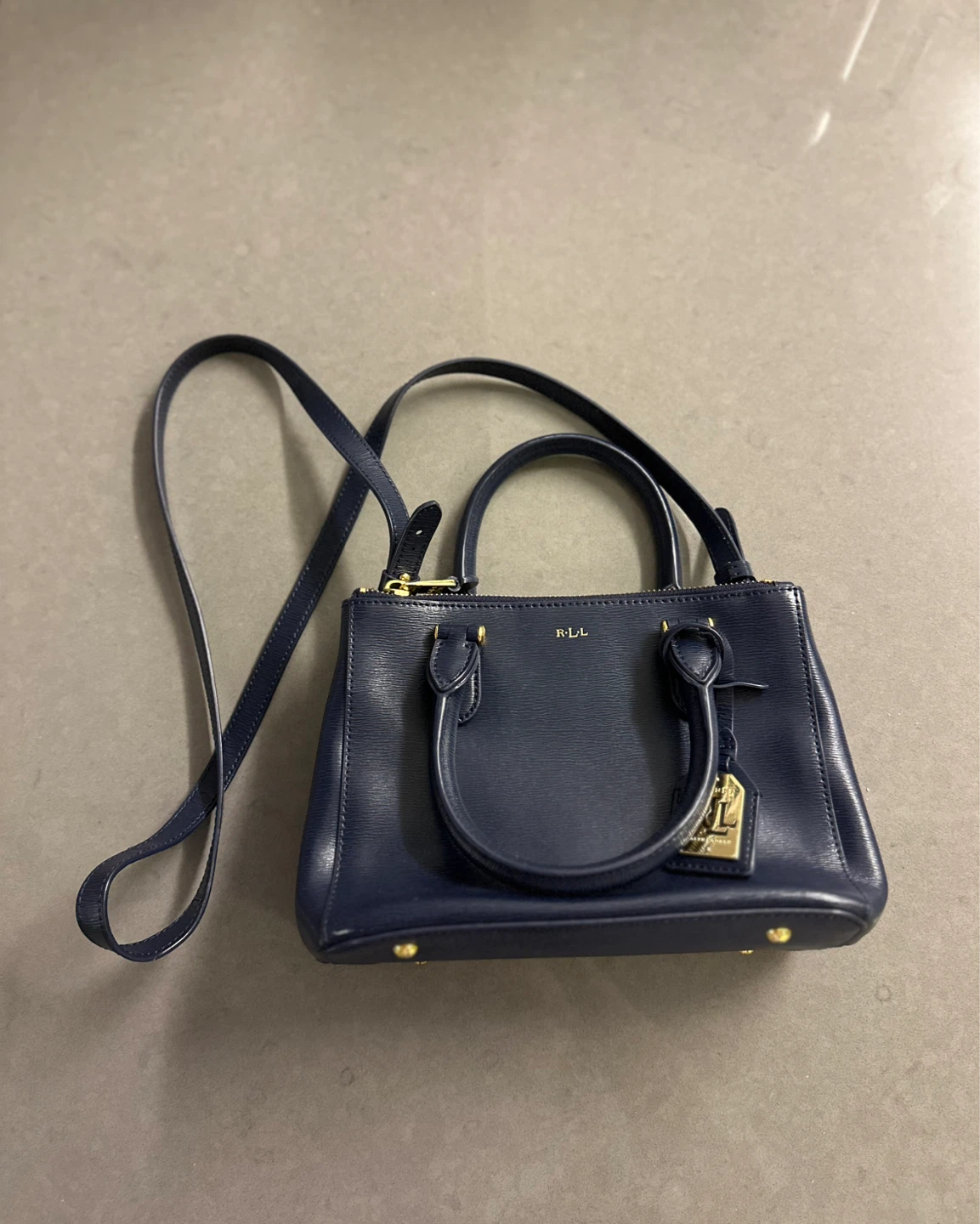 Ralph Lauren Small Navy Leather Bag