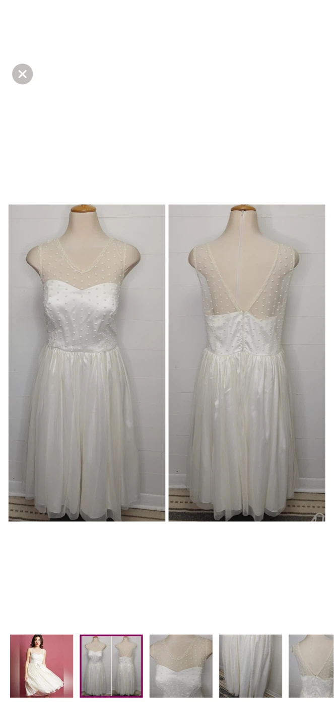 White Polka Dot Tulle Midi Dress mod cloth  1X wedding XXL pinup - photo 2