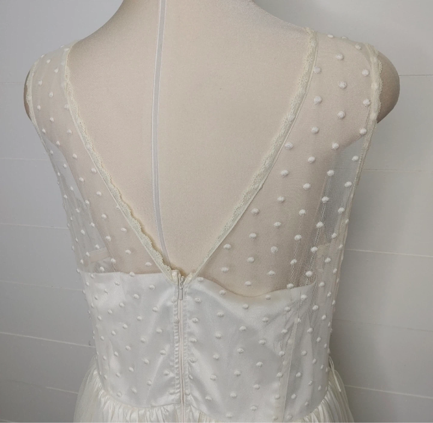 White Polka Dot Tulle Midi Dress mod cloth  1X wedding XXL pinup - photo 4