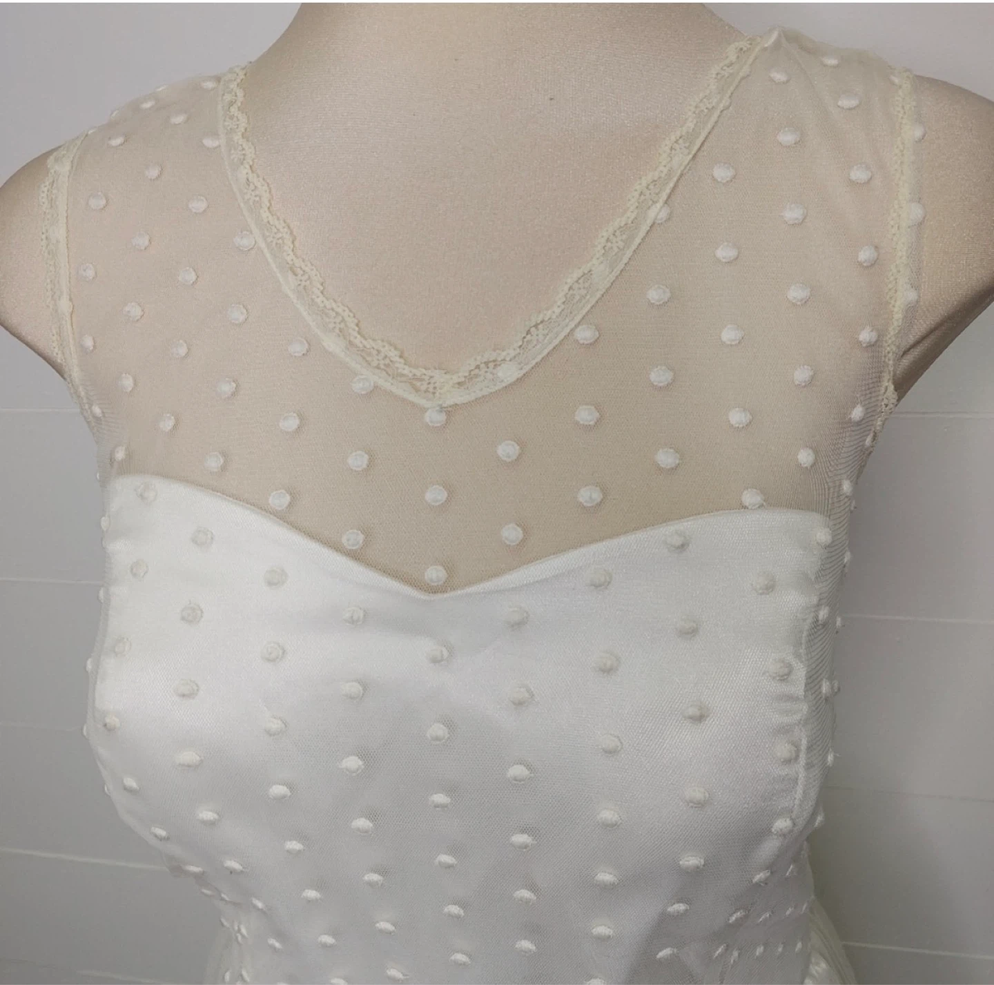 White Polka Dot Tulle Midi Dress mod cloth  1X wedding XXL pinup - photo 3