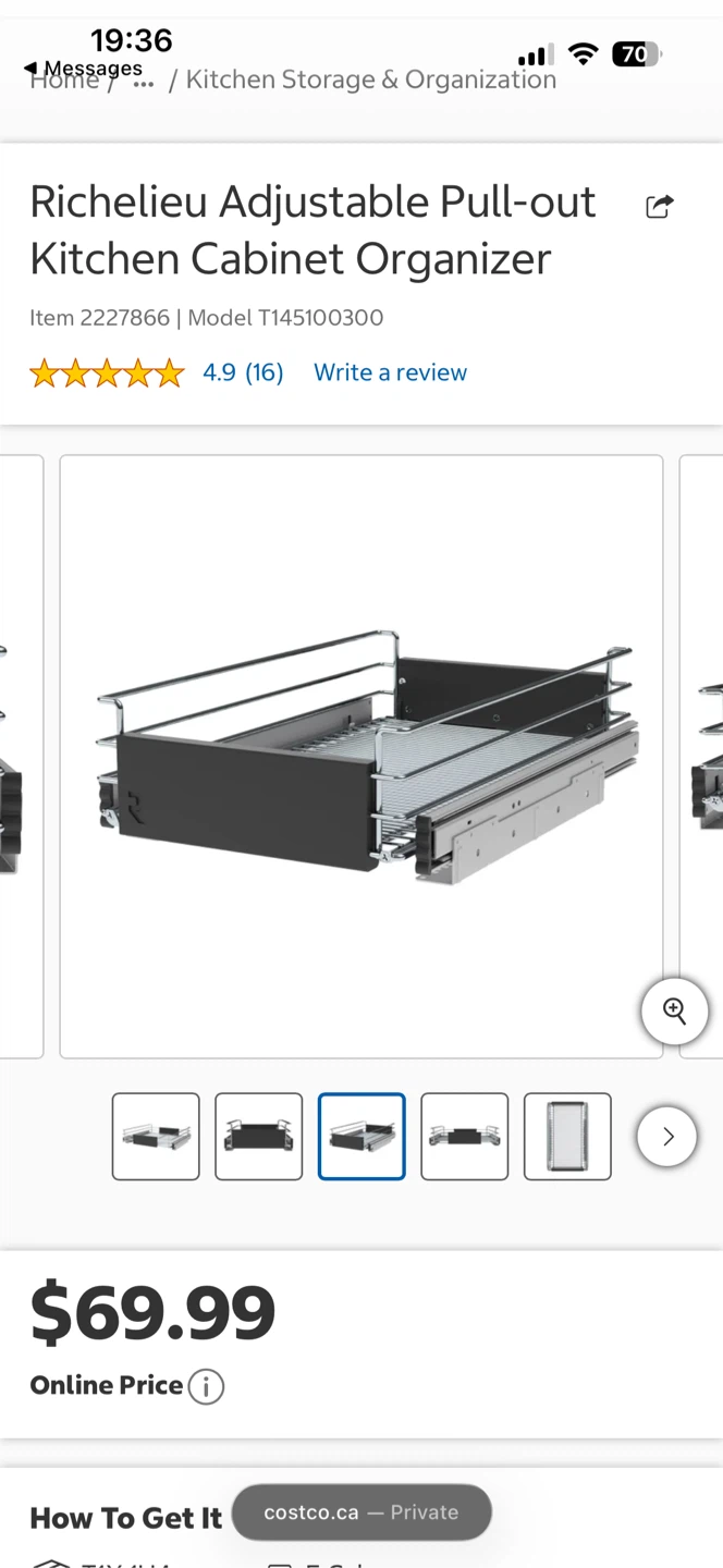 BRAND NEW Richelieu Adjustable Pull-out Cabinet Organizer