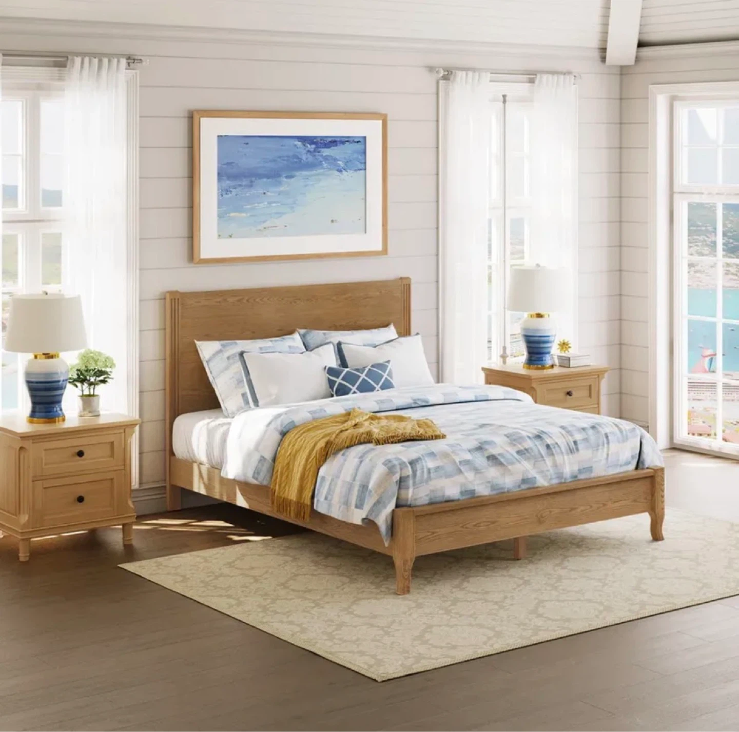 Wooden Bed Frame with Headboard