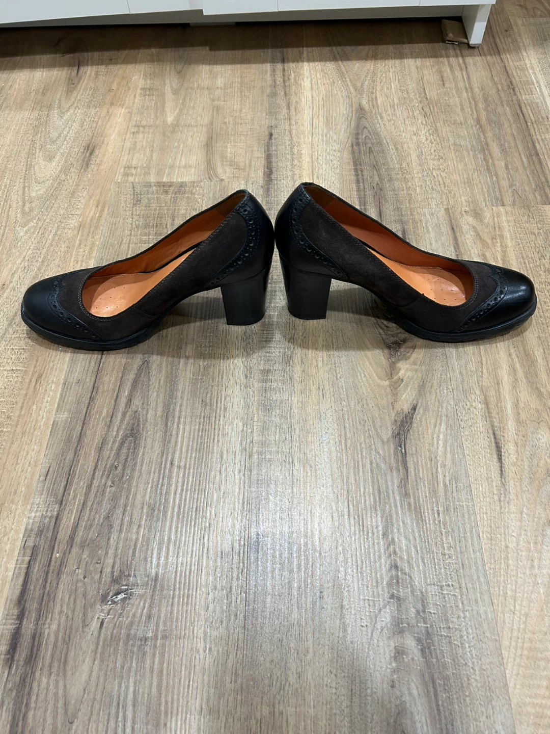 Geox Brown Suede and Leather Wingtip Heels - photo 3