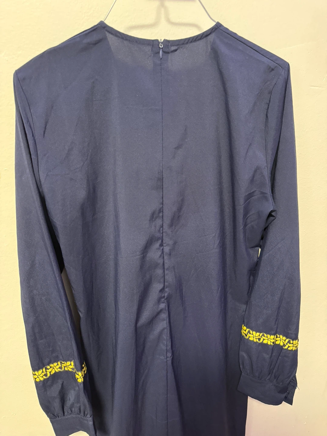 Navy Blue Dress with Yellow Floral Embroidery - photo 4