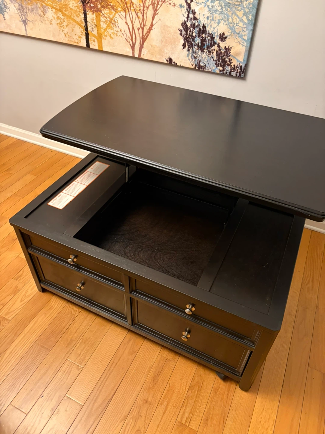 Dark brown Lift Top Coffee Table with Storage - photo 4