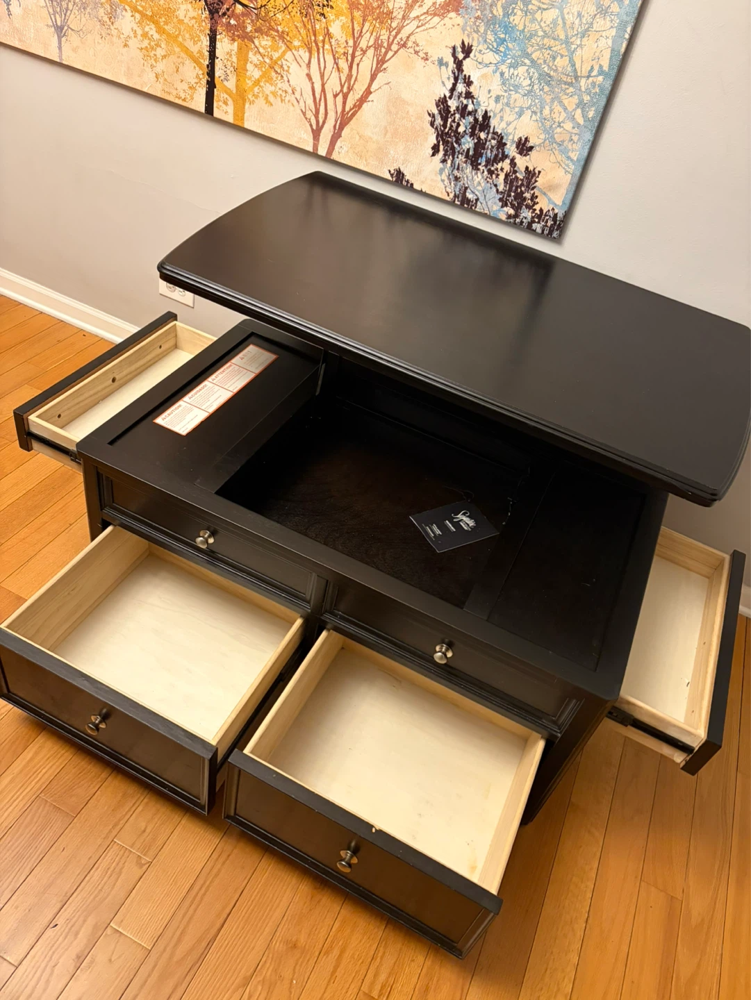 Dark brown Lift Top Coffee Table with Storage - photo 5