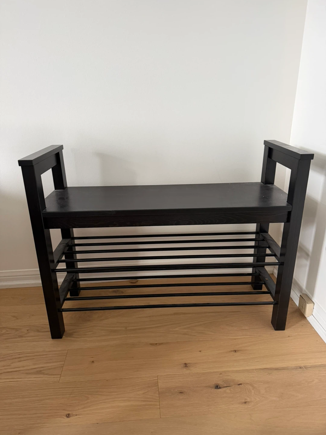IKEA Hemnes Black Shoe Bench with Storage