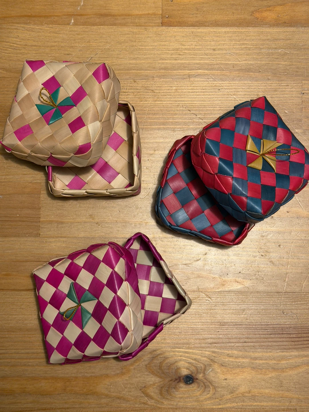 Woven Palm Leaf Small Gift Boxes - Set of 3