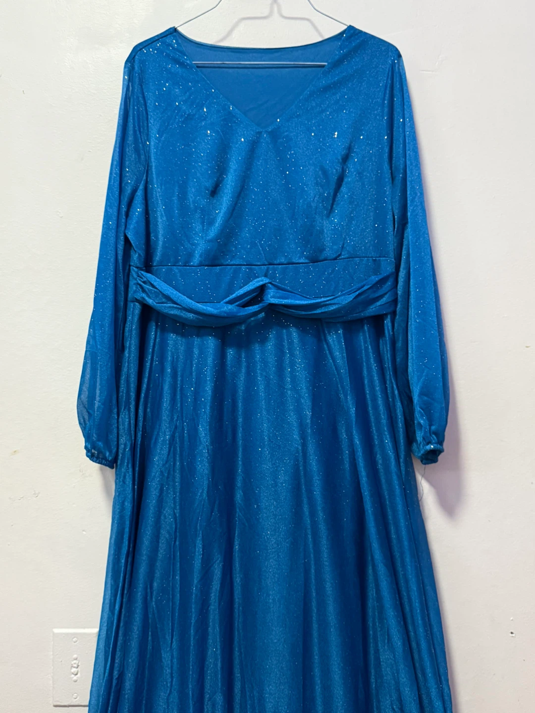 Sparkly Blue Long-Sleeve Maxi Dress - photo 3