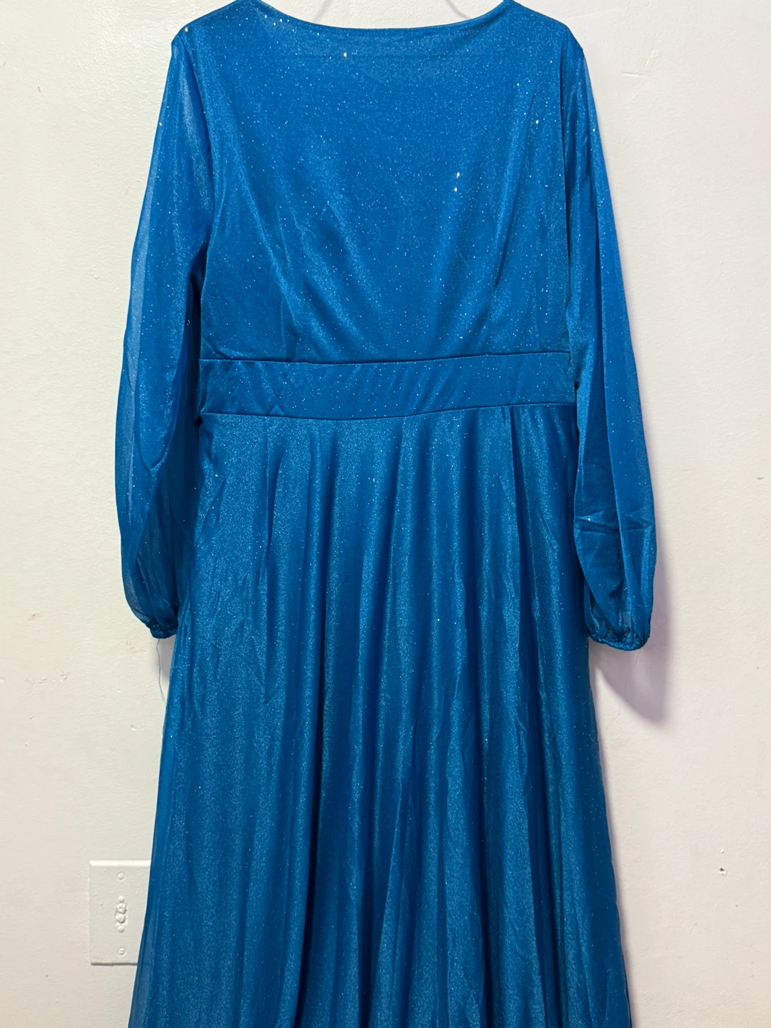 Sparkly Blue Long-Sleeve Maxi Dress - photo 4