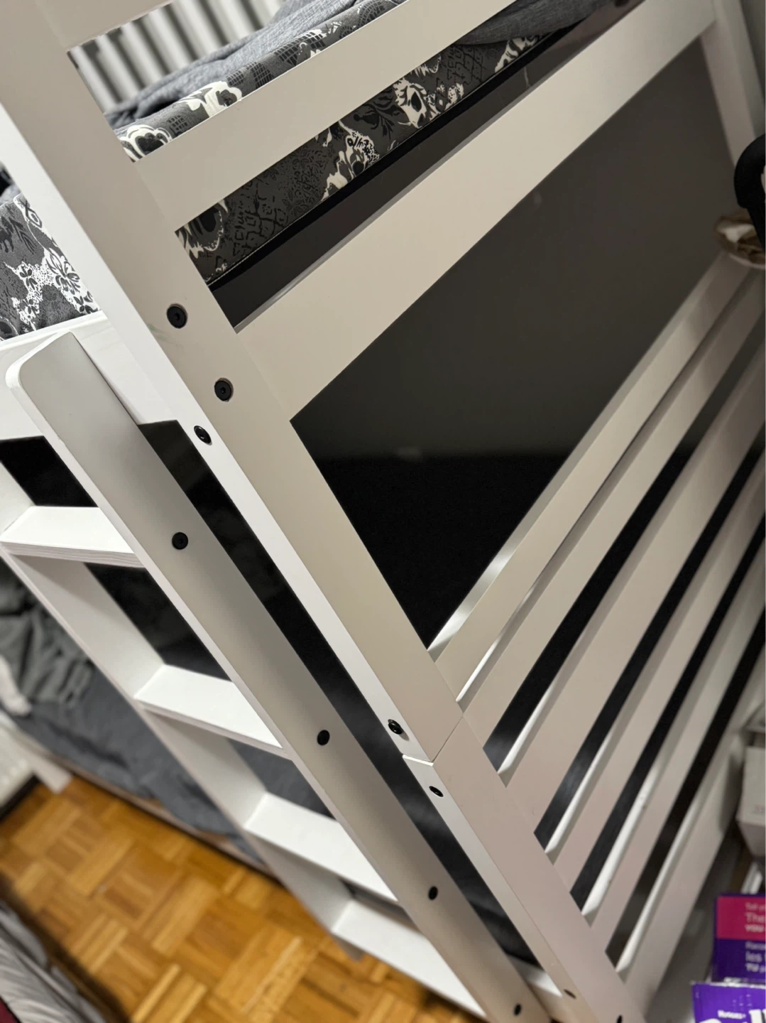 White Twin over Twin Bunk Bed with Drawer - photo 2