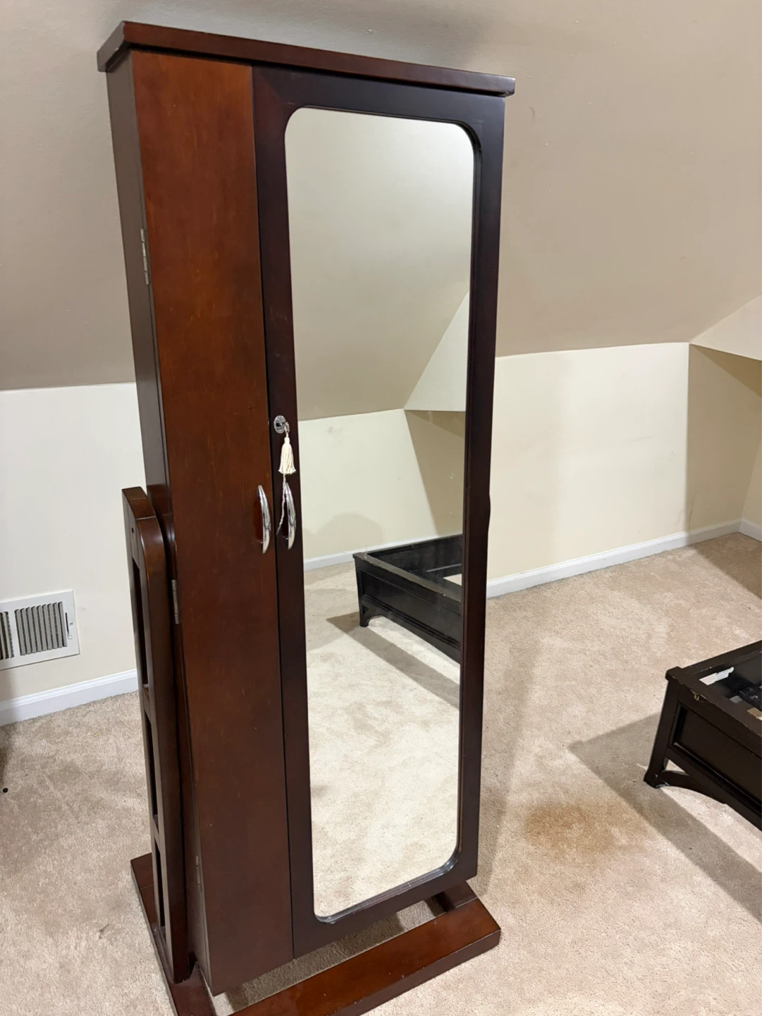 Wooden Jewelry Armoire with Mirror