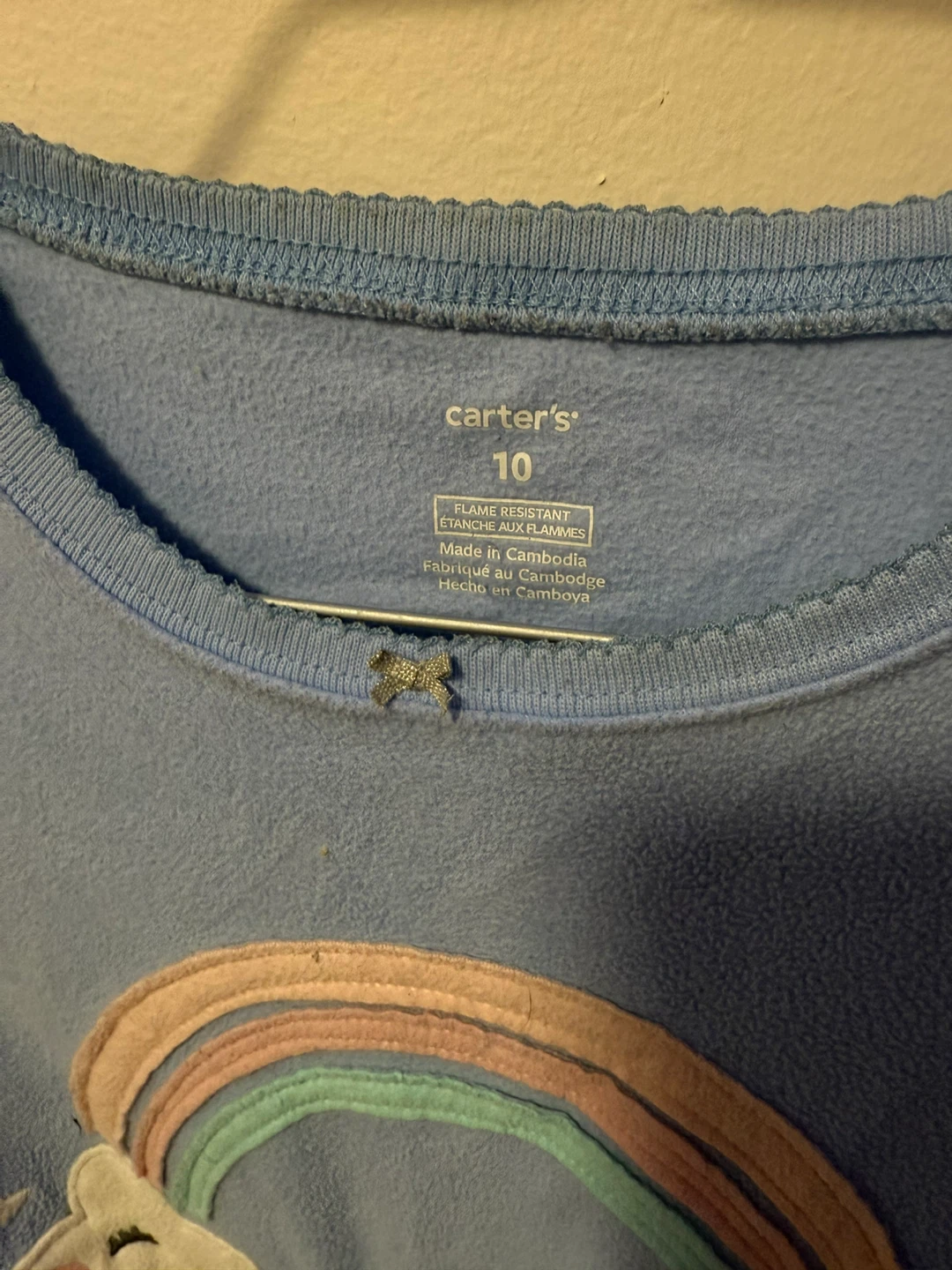 Carter's Blue Rainbow Fleece Pajamas Size 10 - photo 3