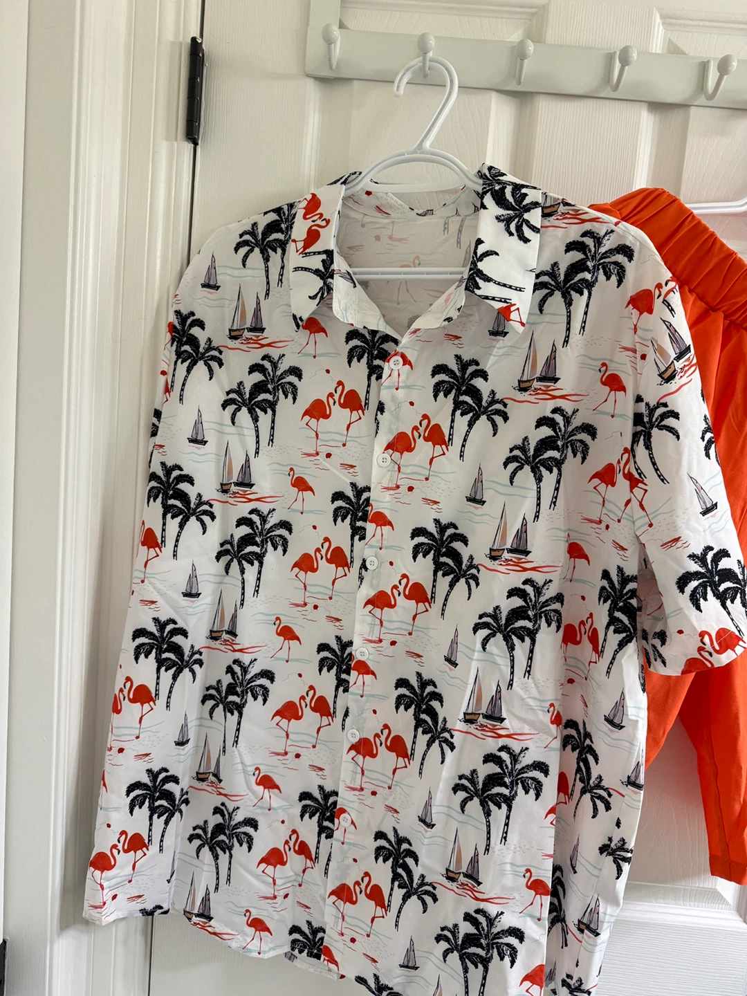 Hawaiian Flamingo Shirt and Orange Shorts Set - photo 2