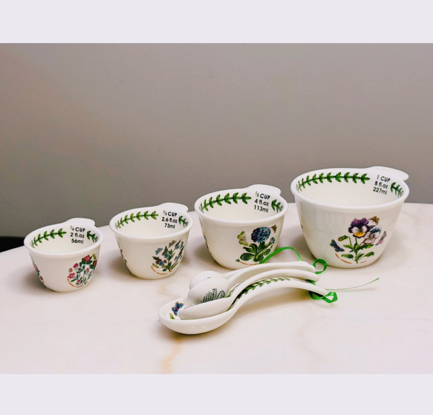 Portmeirion Botanic Garden Ceramic Measuring Cups and Spoons Set