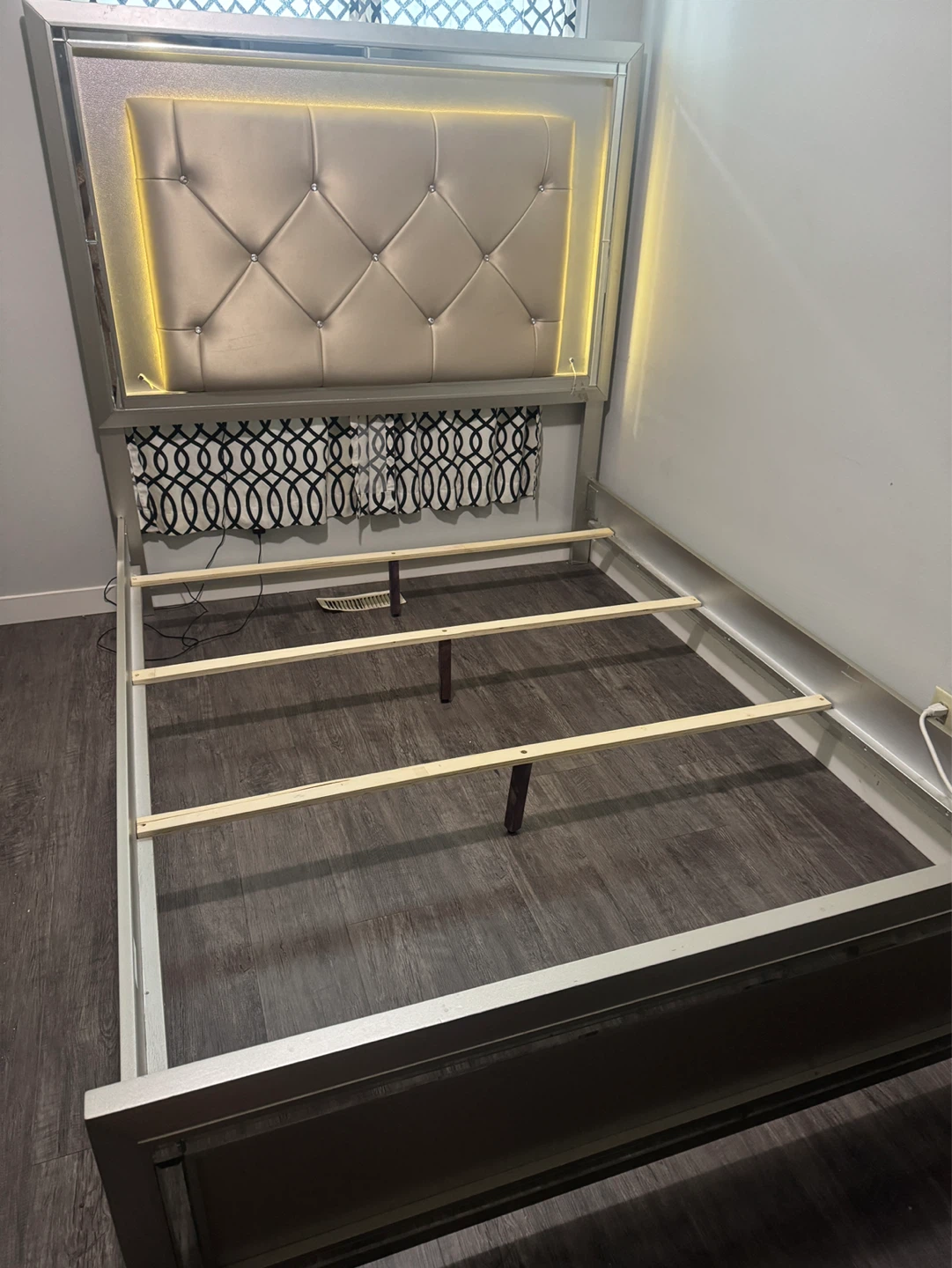 Modern Queen Bed Frame with Tufted Headboard and LED Lights - photo 3