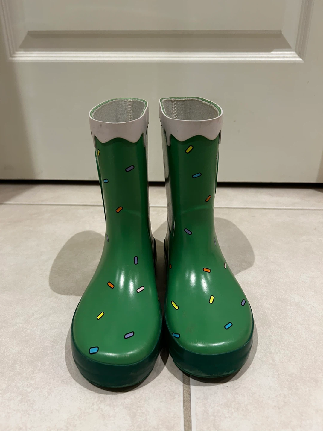 Green Kids' Rain Boots with Ice Cream Design - photo 2
